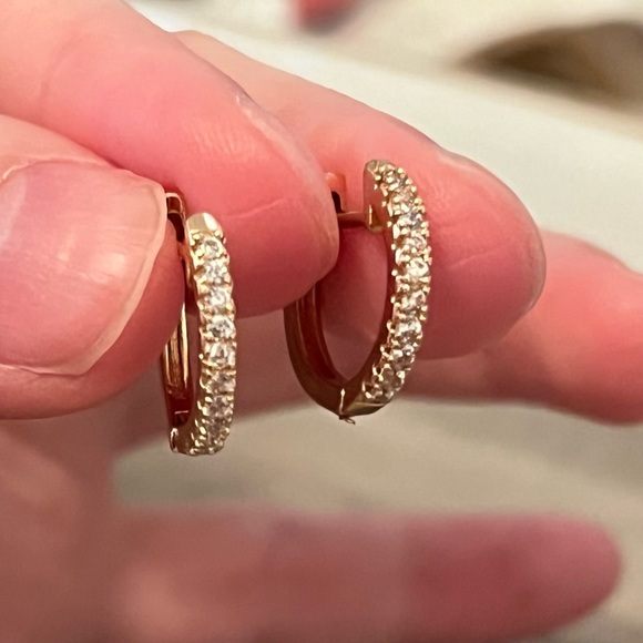 Gold Small Huggie Hoop Earrings - Picture 2 of 6